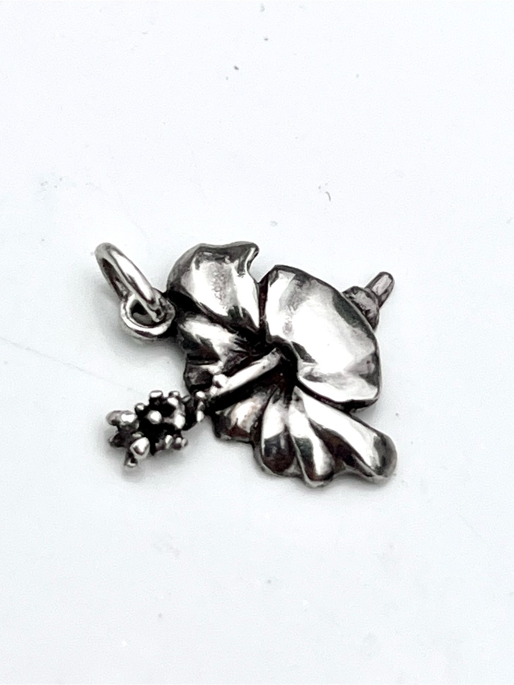 Vintage 925 Hibiscus Flower Pendant
